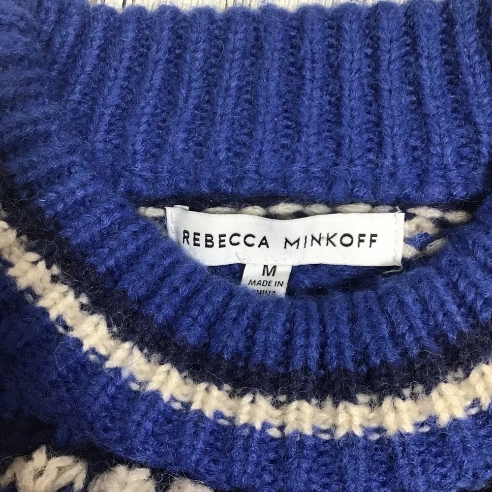 Rebecca Minkoff KatherineWaved Stripe Chunky Knit Sweater in Blue Multi Medium  - Picture 9 of 16